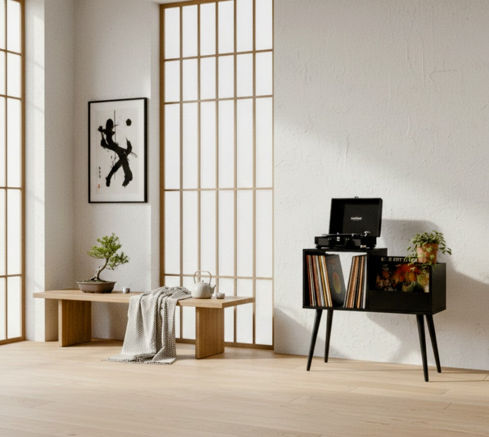80 cm Record Player Stand with Vinyl Storage – 70 cm Tall Turntable Stand & LP Organizer