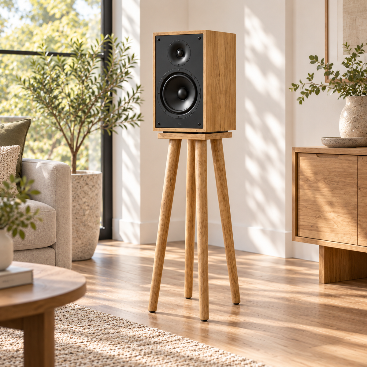 Speaker Stands Set of 2, Heavy Duty Speaker Stand, Mid Century Modern Speaker Stand, Wooden Audio Stand, HiFi Speaker Stand