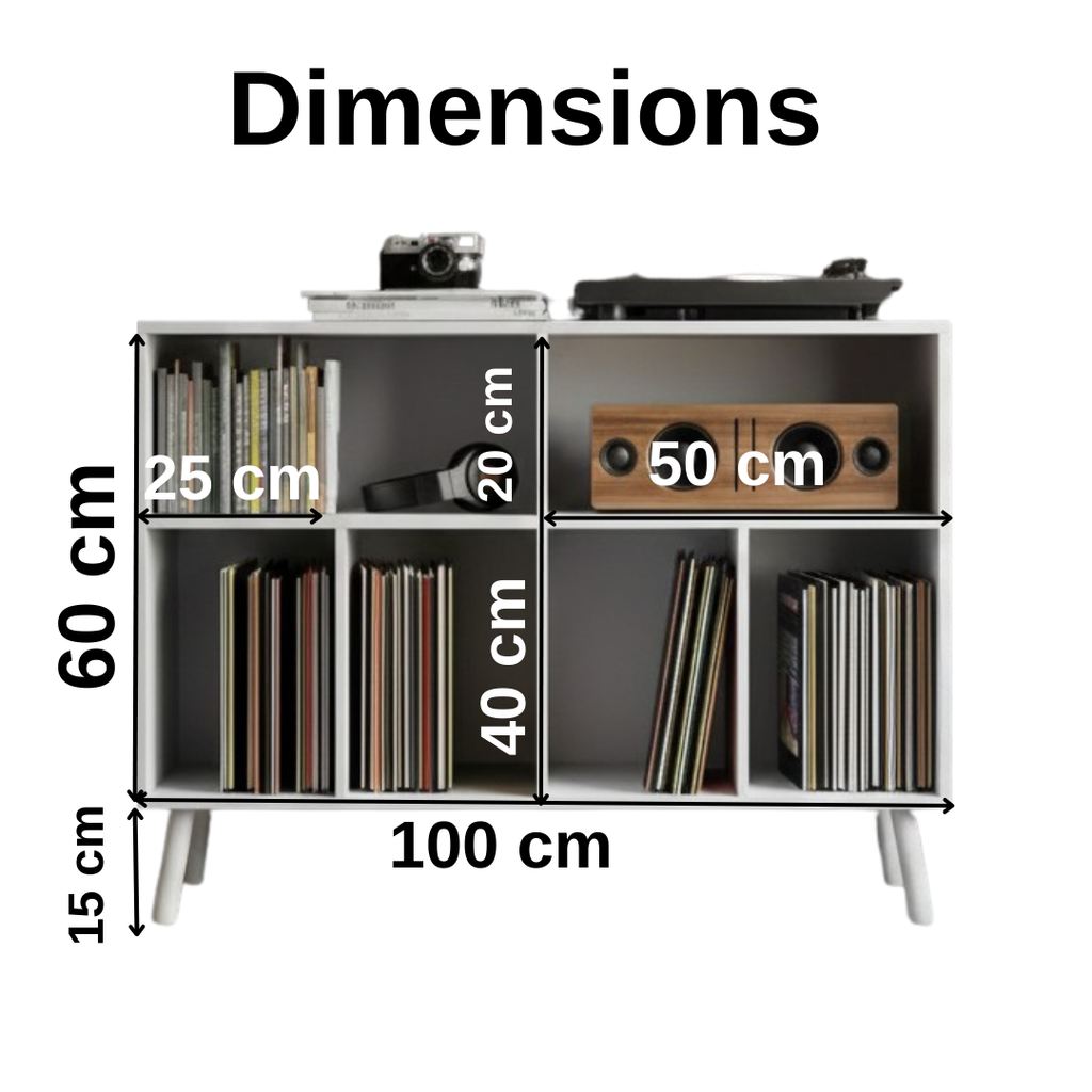 Modern Record Player Stand with Vinyl Storage – Turntable Table & LP Organizer
