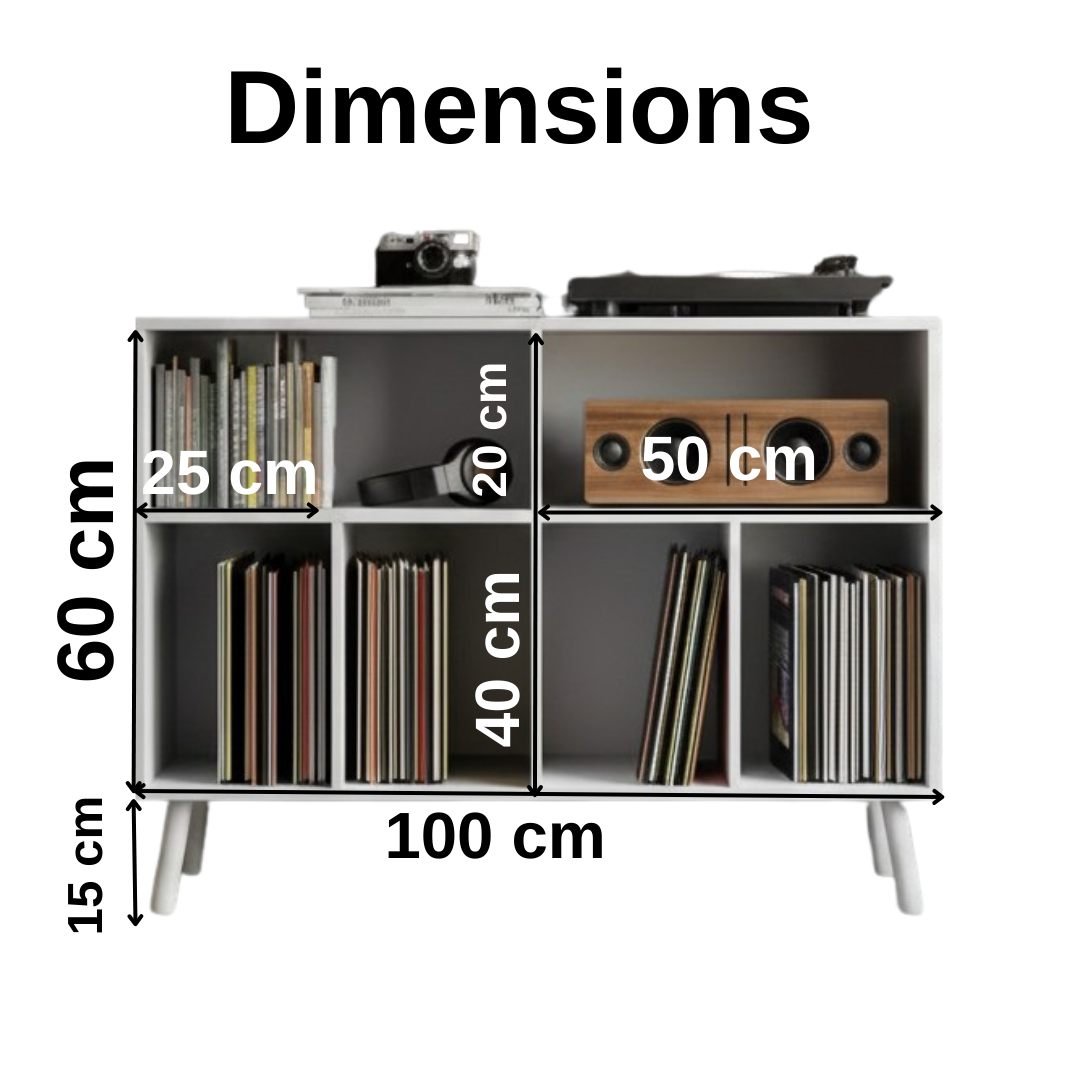 Modern Record Player Stand with Vinyl Storage – Turntable Table & LP Organizer
