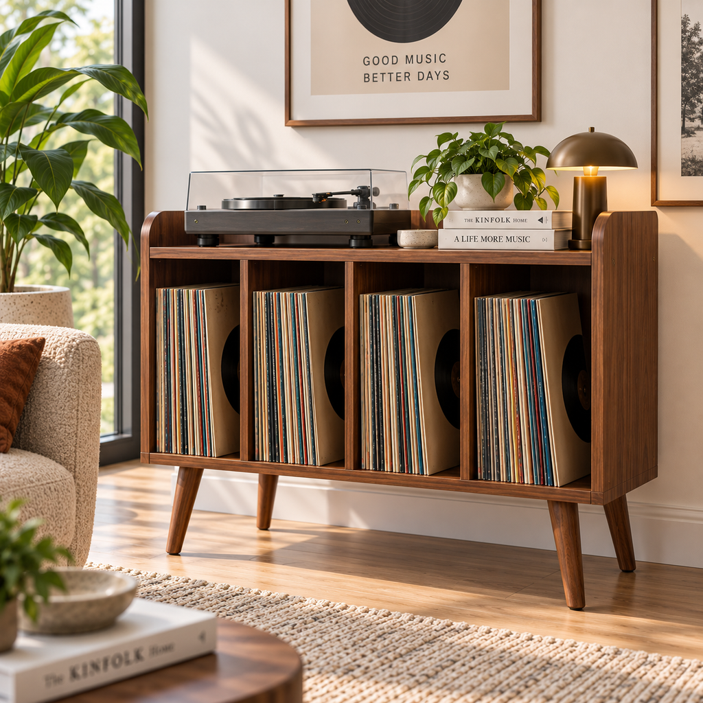 レコードプレーヤー用ハイタイプスタンド（レコード収納付き）– ターンテーブルスタンド＆LPレコード整理ラック（幅60/80/100cm）