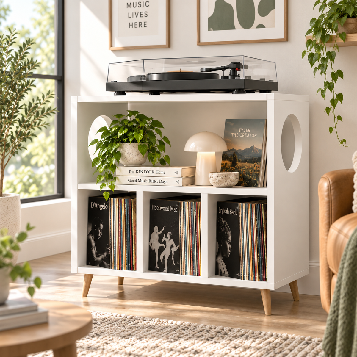 Record Player Stand with Vinyl Storage – Turntable Stand
