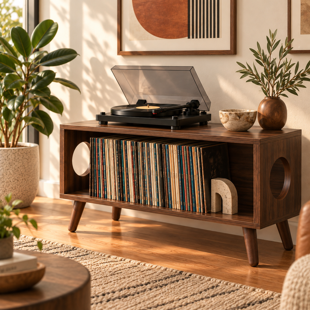 ロープロファイル レコードプレーヤー・スタンド ― レコード収納＆ターンテーブル用家具