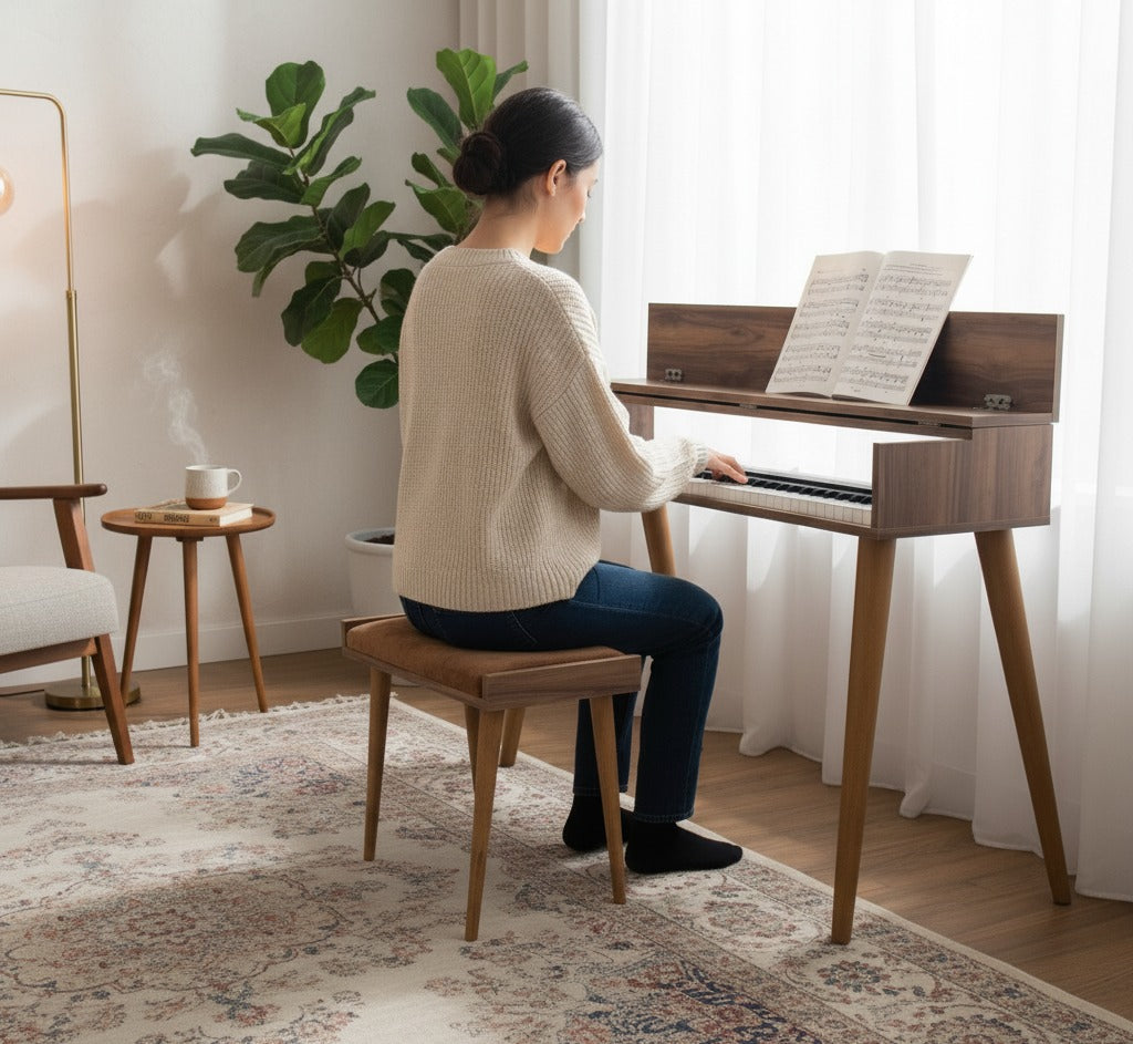 Minimalist Digital Piano Stand – Modern Keyboard Furniture, Custom MDF Piano Console for Home & Studio