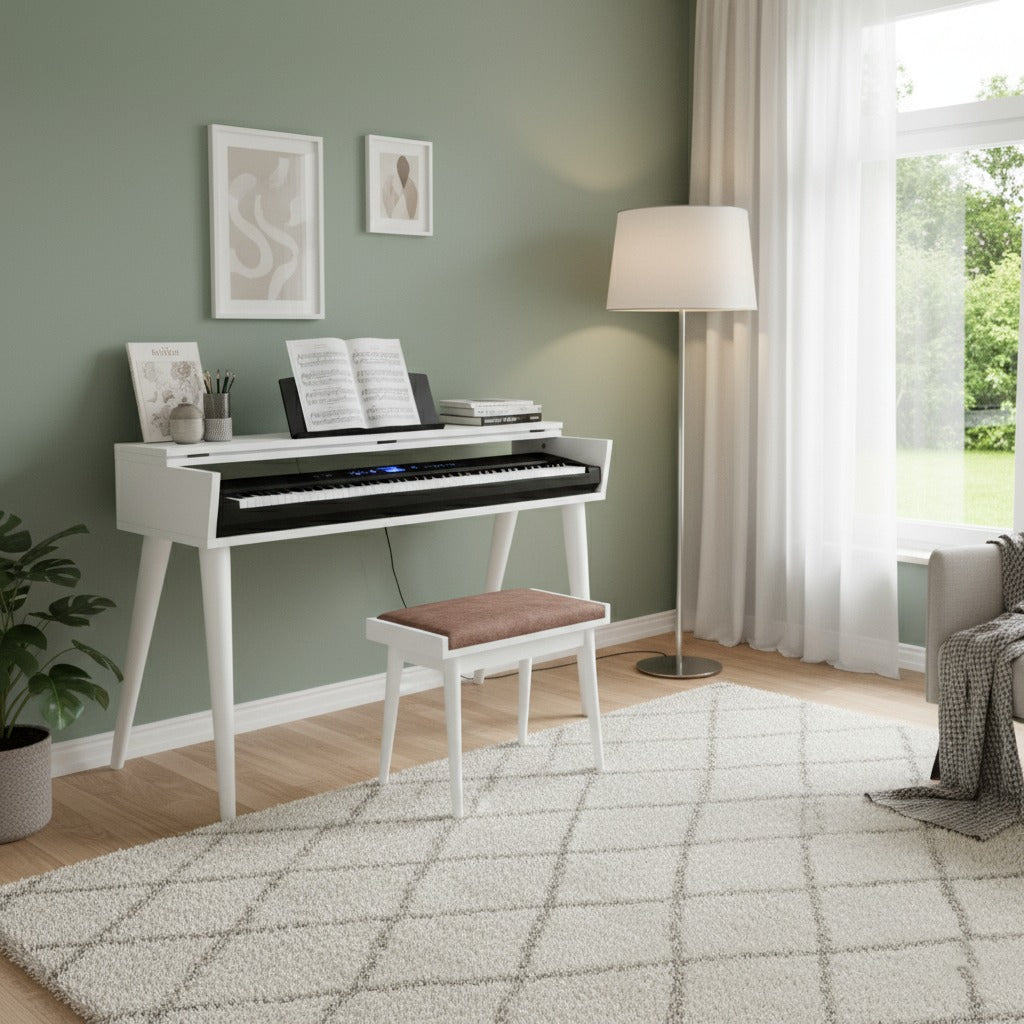 Modern Piano Stand – Digital Keyboard Stand, Minimalist MDF Piano Furniture & Music Room Console