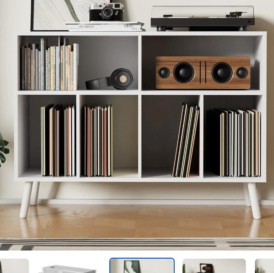 Modern Record Player Stand with Vinyl Storage – Turntable Table & LP Organizer