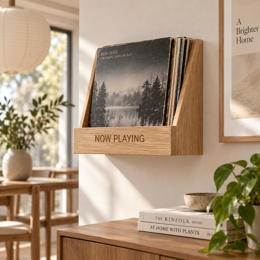 Compact Vinyl Record Display Organizer – Slim LP Storage Stand