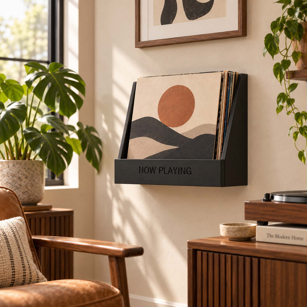 Compact Vinyl Record Display Organizer – Slim LP Storage Stand