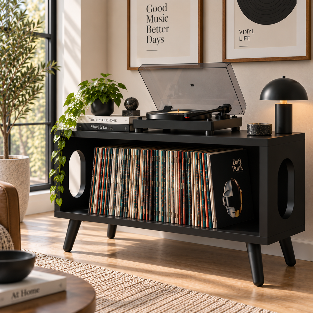 Low Profile Record Player Stand – Vinyl Storage & Turntable Furniture