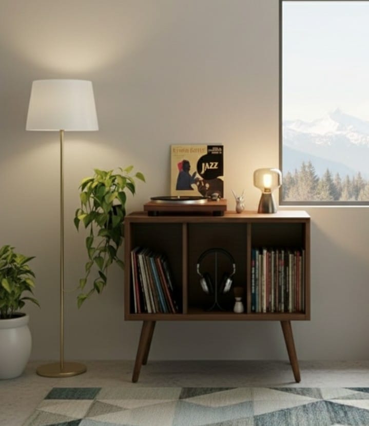 Compact Record Player Stand – 55 cm Turntable Stand for Vinyl & Audio Setup