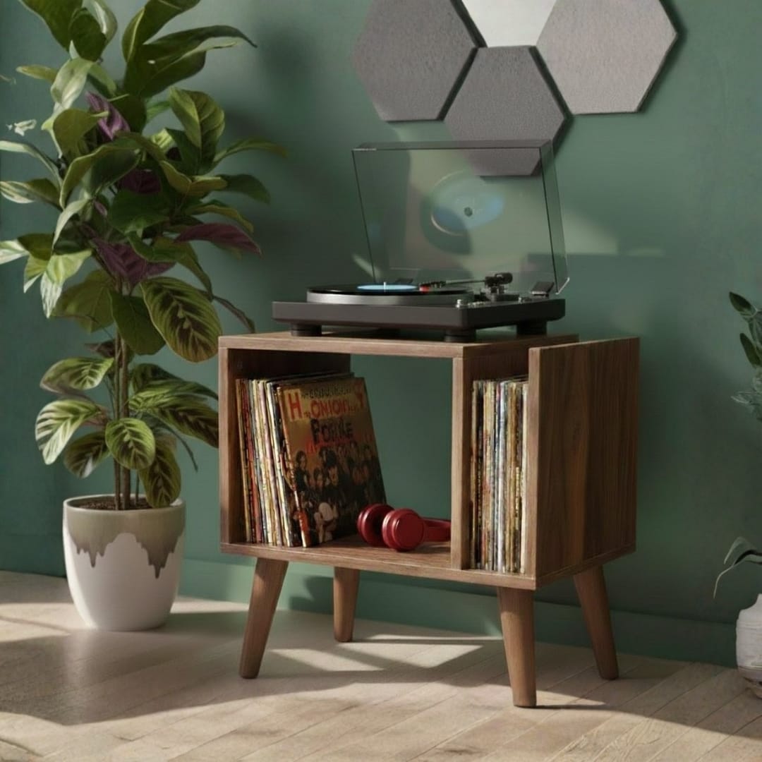コンパクトレコードプレーヤー台 – 60cm レコード＆オーディオ用ターンテーブルスタンド