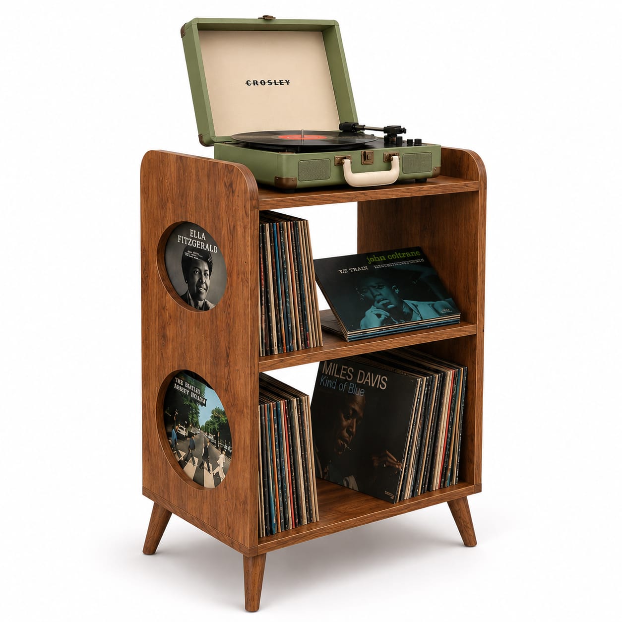 Mid Century Modern Record Player Stand | Vinyl Storage Cabinet | Wooden Turntable Stand