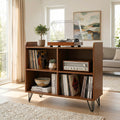 Solid Wood Record Player Stand, Vinyl Record Storage Cabinet, Turntable Stand, Mid Century Media Console, LP Storage Shelf