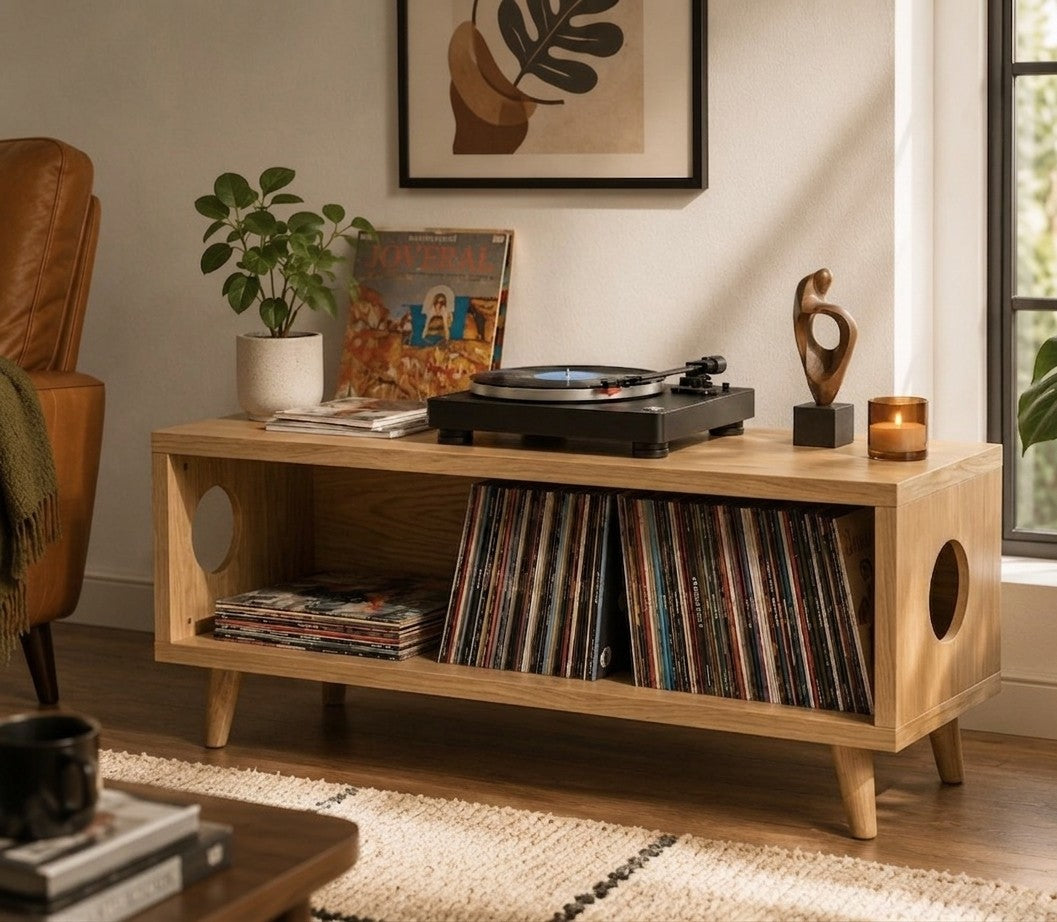 Mid Century Modern Vinyl Record Stand | Wooden Turntable Storage Cabinet | Record Player Table (Copy)