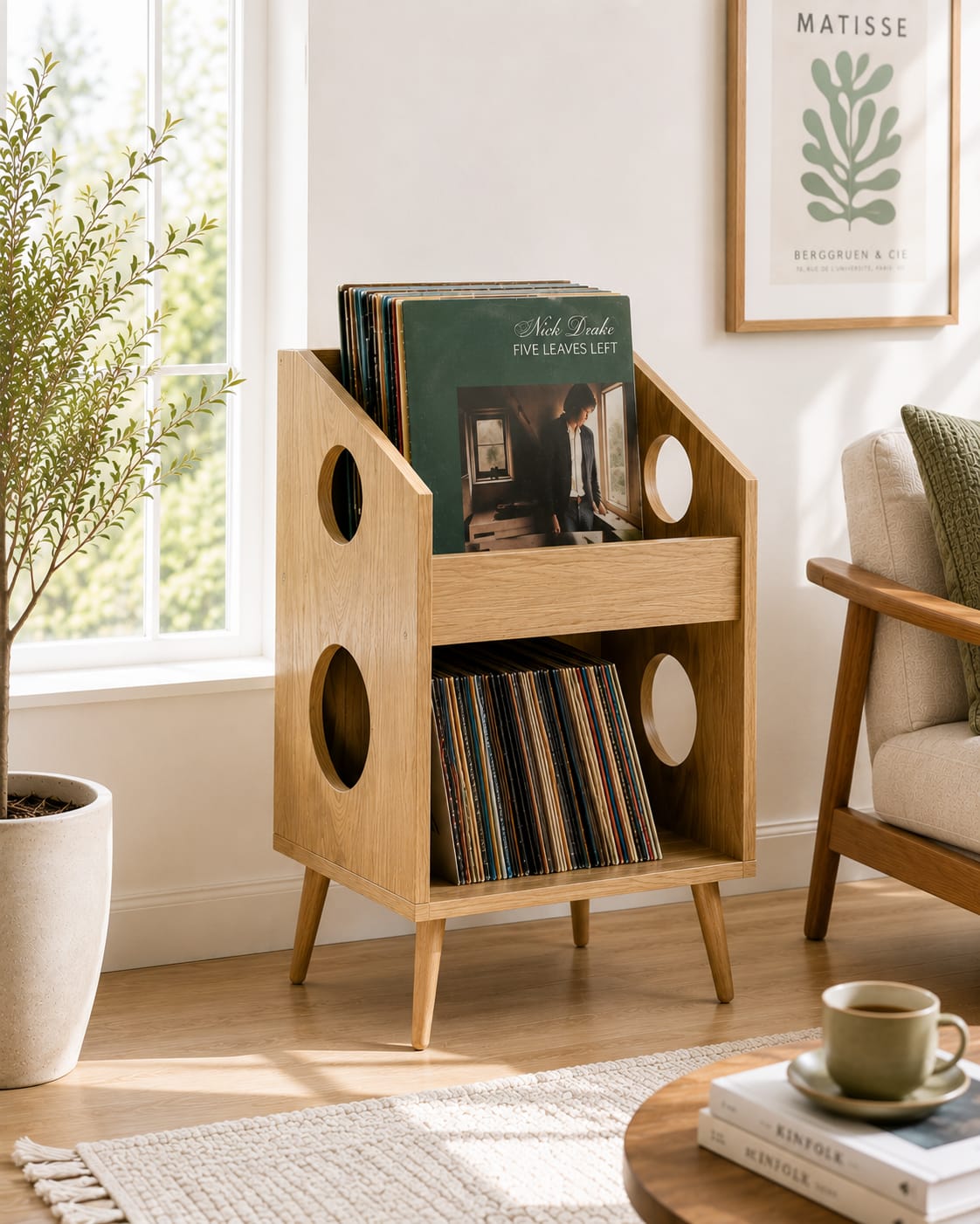 Mid Century Modern Record Player Stand | Vinyl Storage Cabinet | Wooden Turntable Stand | LP Storage Shelf