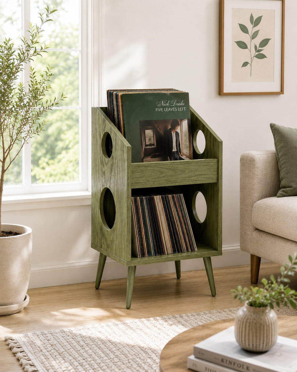 Mid Century Modern Record Player Stand | Vinyl Storage Cabinet | Wooden Turntable Stand | LP Storage Shelf
