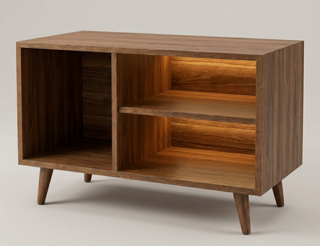 Mid Century Modern Record Player Stand | Vinyl Storage Cabinet | Wooden Turntable Stand