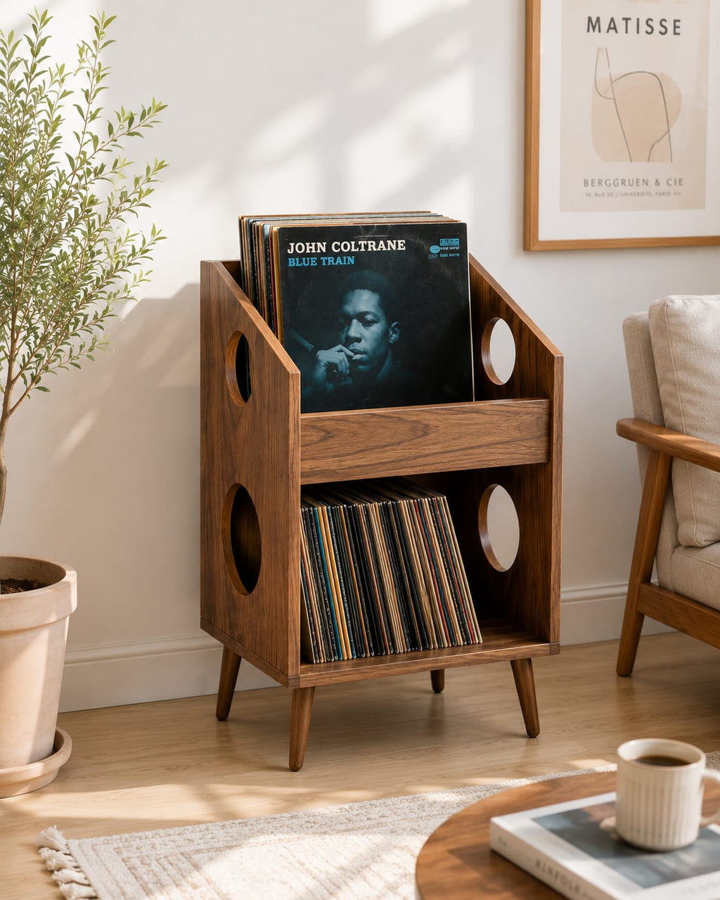 Mid Century Modern Record Player Stand | Vinyl Storage Cabinet | Wooden Turntable Stand | LP Storage Shelf