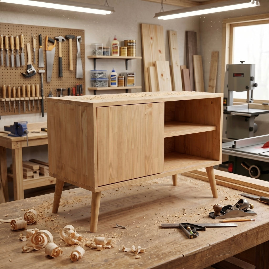 Modern Vinyl Record Stand | Wooden Turntable Storage Cabinet | Record Player Table