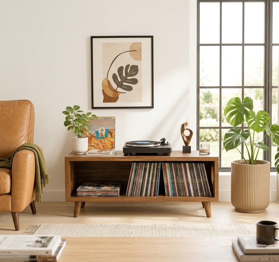 Mid Century Modern Vinyl Record Stand | Wooden Turntable Storage Cabinet | Record Player Table (Copy)