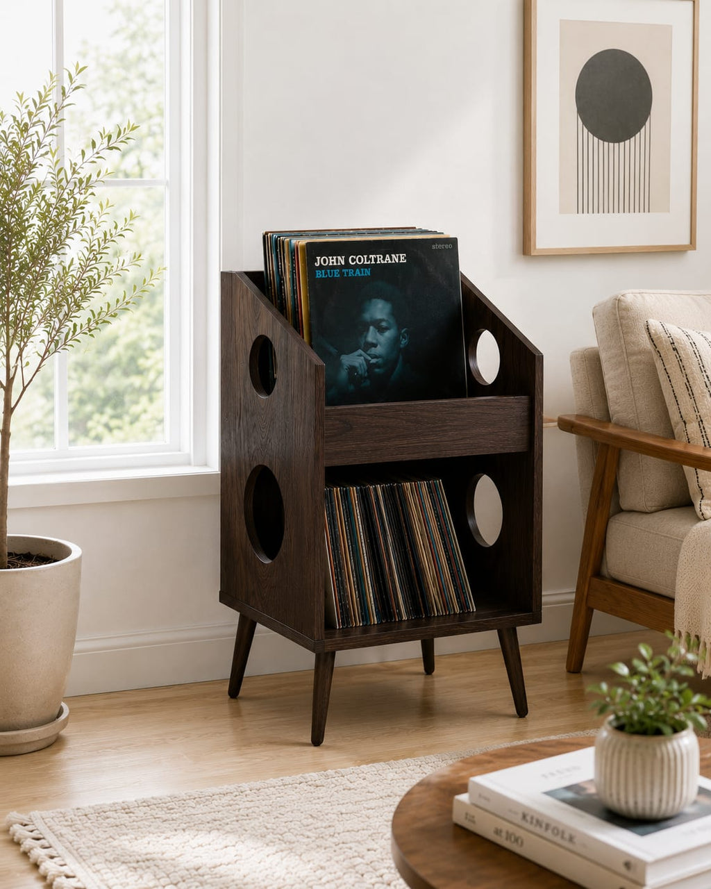 Mid Century Modern Record Player Stand | Vinyl Storage Cabinet | Wooden Turntable Stand | LP Storage Shelf